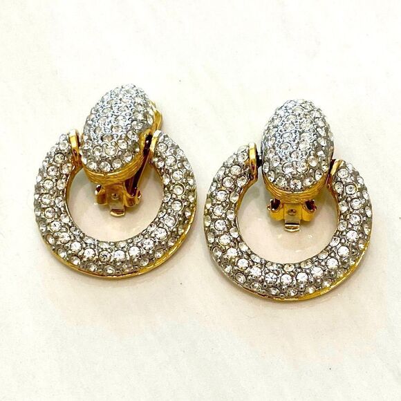 Vintage les Bernard rhinestone clip ons doorknob - Picture 1 of 8
